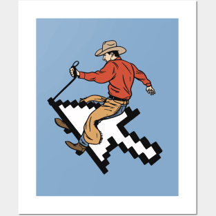 Web Wrangler - Cowboy Coder Riding The Internet Posters and Art